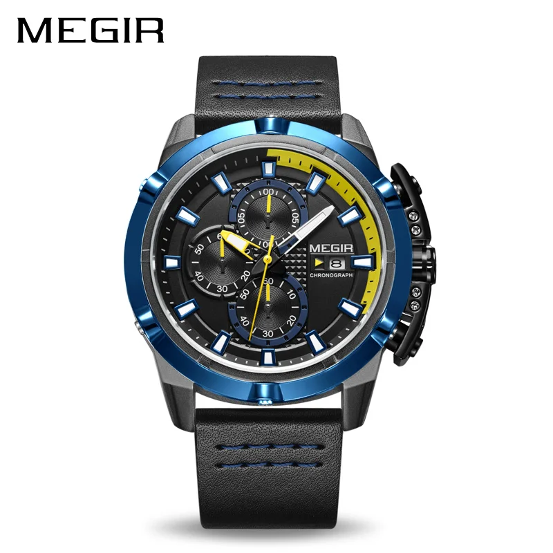 Top Brand Luxury MEGIR Men Sport Watches Chronograph Leather Strap Quartz Military Army Watch Clock Male Relogio Masculino
Top Brand Luxury MEGIR Men Sport Watches Chronograph Leather Strap Quartz Military Army Watch Clock Male Relogio Masculino