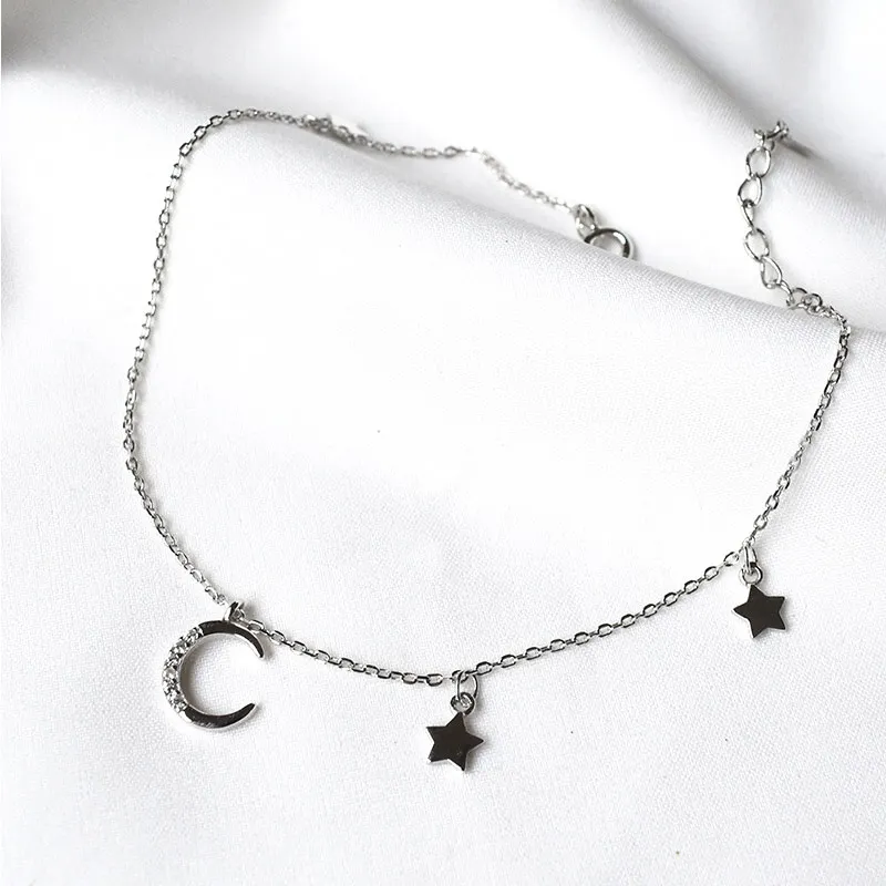 Simple 925 Sterling Silver Leg Chain Anklets for Women Star Moon Ankle Bracelet Foot Jewelry Charm Adjustable Beach Anklet
Simple 925 Sterling Silver Leg Chain Anklets for Women Star Moon Ankle Bracelet Foot Jewelry Charm Adjustable Beach Anklet