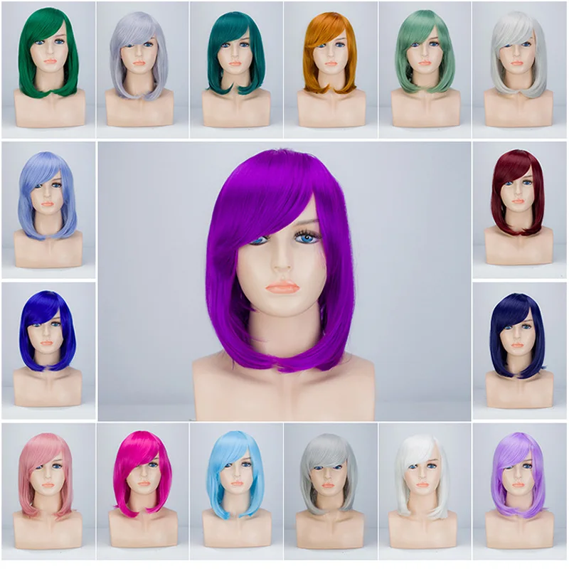 Cosplay anime color wig short hair straight hair BOBO head holiday wig set 24 colors Women Hair
Cosplay anime color wig short hair straight hair BOBO head holiday wig set 24 colors Women Hair