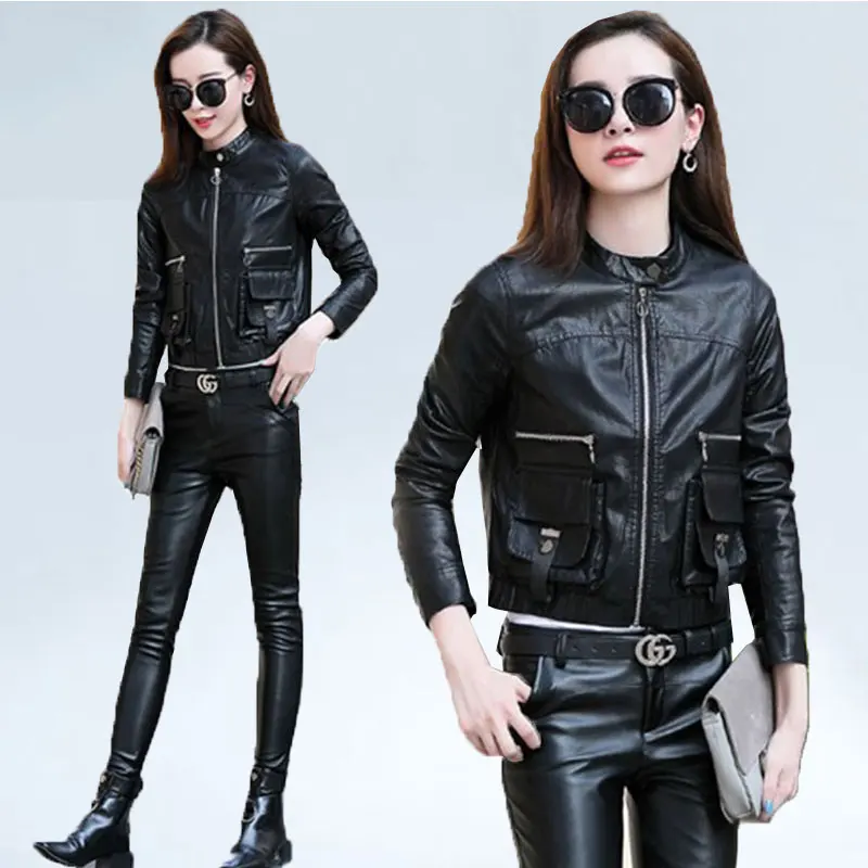2019 New Spring Fashion Black Short Jackets Coats Ladies Moto& Biker Street Women Big Pockets Spliced Wash PU Leather Outerwear
2019 New Spring Fashion Black Short Jackets Coats Ladies Moto& Biker Street Women Big Pockets Spliced Wash PU Leather Outerwear