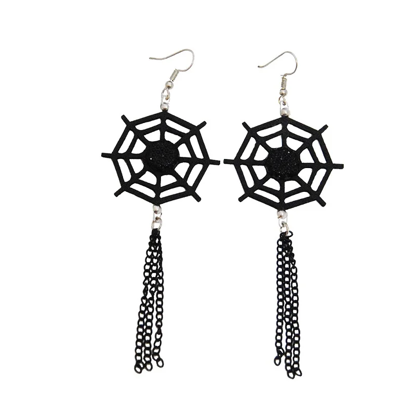New Women Earrings Black Rhinestone PU Leather Spider Web Chain Tassel Dangle Gothic Halloween Girl Hook Earring Fashion Jewelry
New Women Earrings Black Rhinestone PU Leather Spider Web Chain Tassel Dangle Gothic Halloween Girl Hook Earring Fashion Jewelry