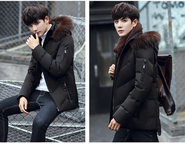 Aolamegs Men's Winter Down Jacket Hooded White Duck Down Coat Fashion Fur Collar Hat Down Jackets Male Windproof Warm Parkas (12)