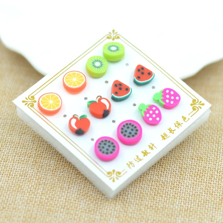 Colorful Bling 6pcs/set Creative Cute Fruits Candy Colors Earring Polish 3D Stud Earring For Women Girl Party Daily Jewelry
Colorful Bling 6pcs/set Creative Cute Fruits Candy Colors Earring Polish 3D Stud Earring For Women Girl Party Daily Jewelry