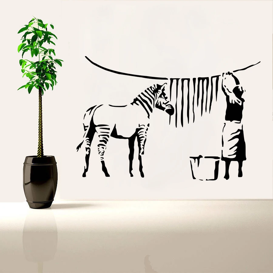 Banksy Style Wall Decal Zebra Stripe Washing Lady Wall Sticker Street Graffiti Removable Wallpaper Painting Vinyl Art AY1059
Banksy Style Wall Decal Zebra Stripe Washing Lady Wall Sticker Street Graffiti Removable Wallpaper Painting Vinyl Art AY1059