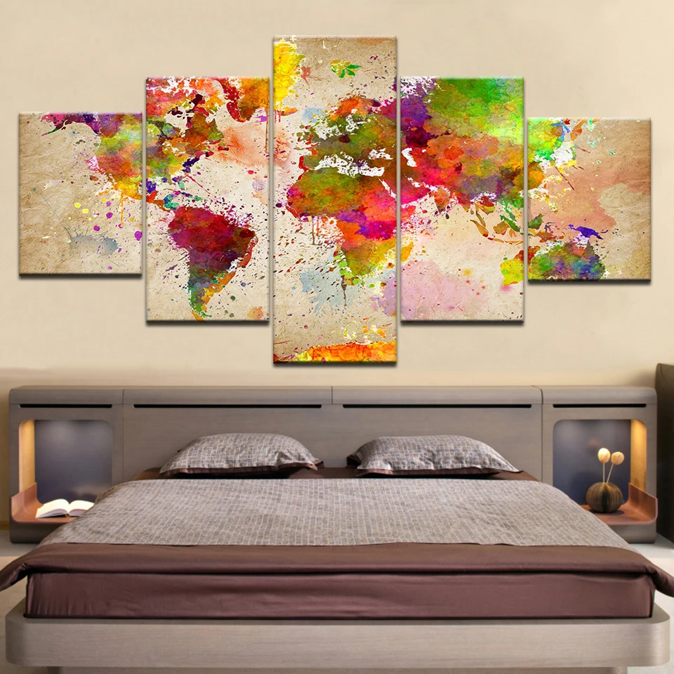 Home Decor Framed HD Printed Living Room Abstract Pictures 5 Piece Color World Map Painting Wall Art Canvas Modular Poster
Home Decor Framed HD Printed Living Room Abstract Pictures 5 Piece Color World Map Painting Wall Art Canvas Modular Poster
