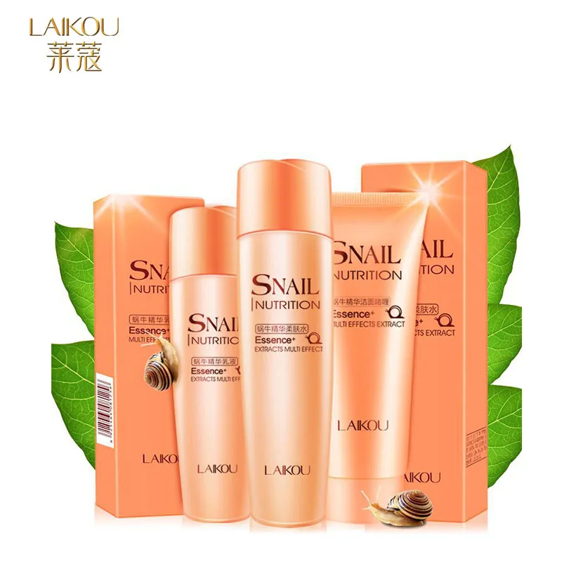 LAIKOU Snail Essence Nutrition Extract Set Multi-effect 3pcs Cosmetics Facial Cleanser+Toner+Emulsion Moisturizing Set
LAIKOU Snail Essence Nutrition Extract Set Multi-effect 3pcs Cosmetics Facial Cleanser+Toner+Emulsion Moisturizing Set