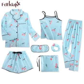 7 pieces pyjamas women print silk satin sleepwear pijama set spring autumn home clothes sexy women's tracksuits pajamas sets
7 pieces pyjamas women print silk satin sleepwear pijama set spring autumn home clothes sexy women's tracksuits pajamas sets