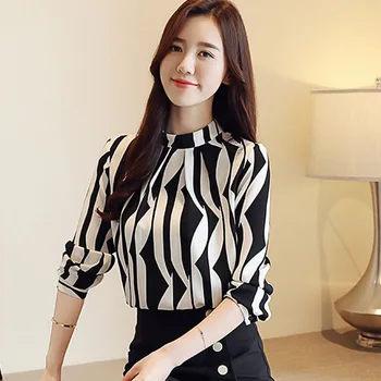 Blouse Women Striped Print Stand Collar Casual Long Sleeve Blusas Mujer De Moda 2019
Blouse Women Striped Print Stand Collar Casual Long Sleeve Blusas Mujer De Moda 2019