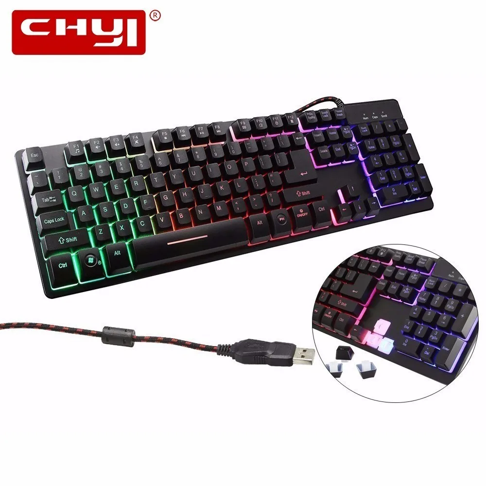

CHYI Ergonomic Wired Keyboard Gaming Pads With Colorful Backlit RGB Mechanical Keypad Gamer For Laptop PC Anti-Ghosting Fallout
