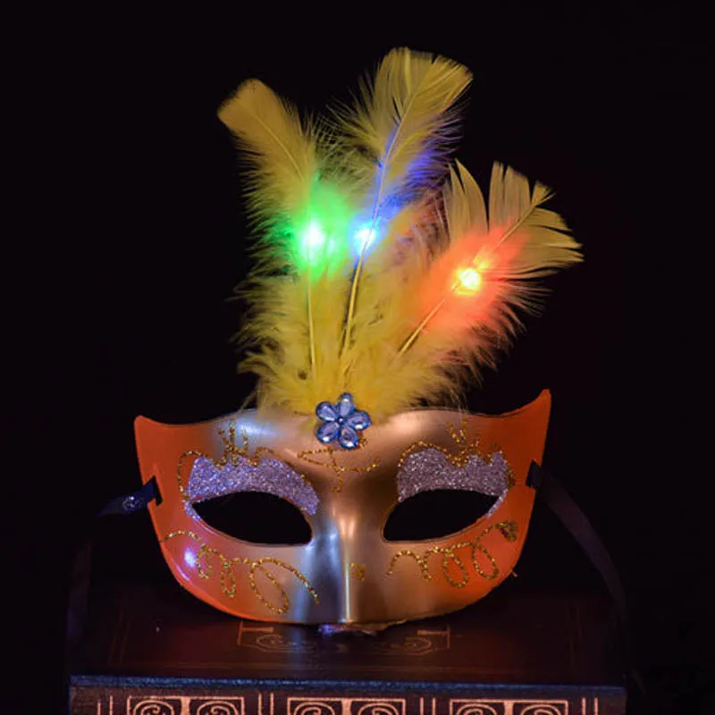 Princess Masquerade Plumed Mask Luminous Feather LED Lighted Venice Party Half Face Masks Props KM88
Princess Masquerade Plumed Mask Luminous Feather LED Lighted Venice Party Half Face Masks Props KM88