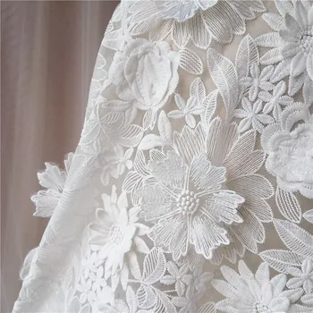 DIY NEW 3D white Milk Silk yarn lace fabric beaded embroidered cloth for wedding dress / curtains DIY 1order=1 meter
DIY NEW 3D white Milk Silk yarn lace fabric beaded embroidered cloth for wedding dress / curtains DIY 1order=1 meter