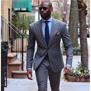 2018 High Quality Fashion Men Suit Custom Made Grey Men' Striped Suit Tailored Single Breasted Pin Stripe Business Wedding Suit
2018 High Quality Fashion Men Suit Custom Made Grey Men' Striped Suit Tailored Single Breasted Pin Stripe Business Wedding Suit