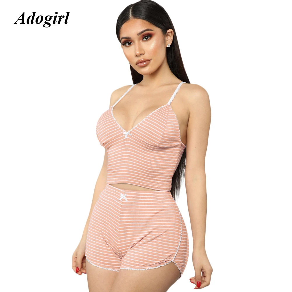 Adogirl Casual Knit Rib Stripes Print Two Piece Set Sexy Spaghetti Strap Crop Top With Shorts Tracksuit Skinny Night Club Outfit
Adogirl Casual Knit Rib Stripes Print Two Piece Set Sexy Spaghetti Strap Crop Top With Shorts Tracksuit Skinny Night Club Outfit