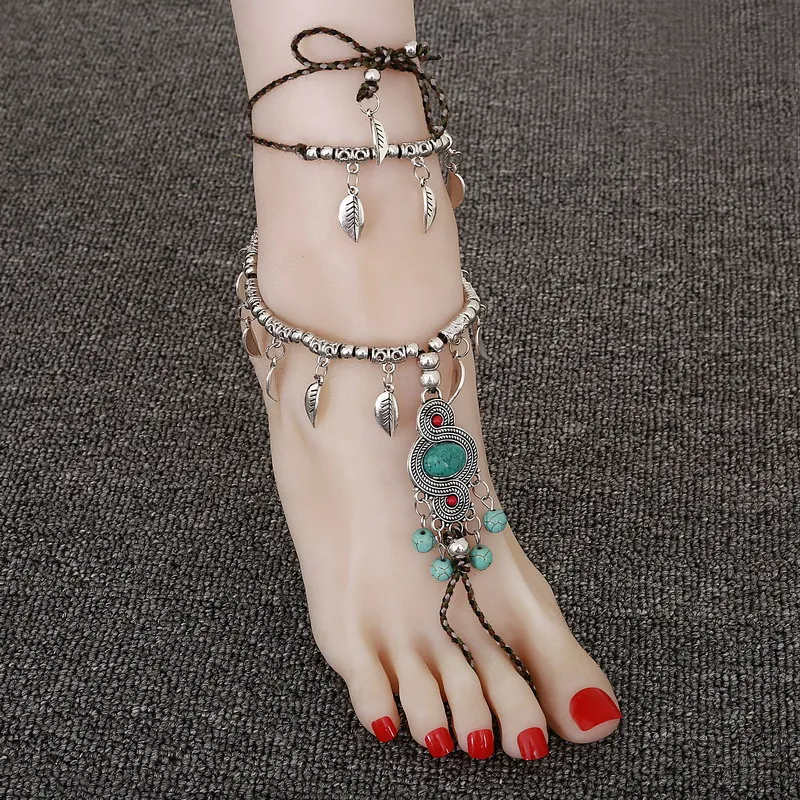 Beach Barefoot Sandals Bohemian Anklets Long Feet Body Chain Jewelry Blue Stone Tibetan Silver Tobilleras Ethnic Ankle
Beach Barefoot Sandals Bohemian Anklets Long Feet Body Chain Jewelry Blue Stone Tibetan Silver Tobilleras Ethnic Ankle