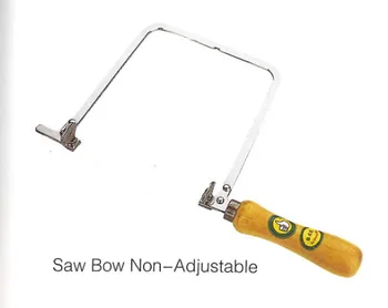 Non-adjustable Coping saw used for cutting tight curves in jewelry wood trim and millwork.
Non-adjustable Coping saw used for cutting tight curves in jewelry wood trim and millwork.