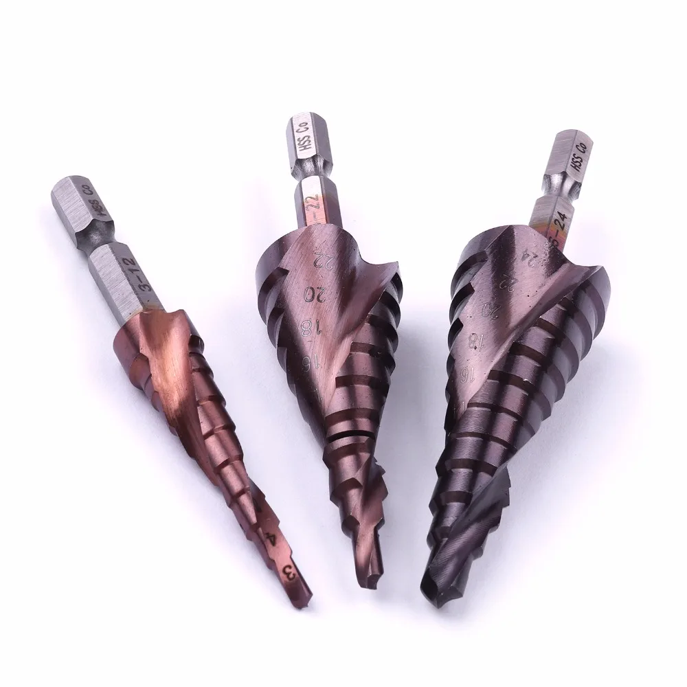 1Pcs 1/4" Hex shank Stepped Drill High Quality M35 HSS-Co Cobal Spiral Groove Step Drill Bit For Stainless steel Core Drill Bit
1Pcs 1/4" Hex shank Stepped Drill High Quality M35 HSS-Co Cobal Spiral Groove Step Drill Bit For Stainless steel Core Drill Bit