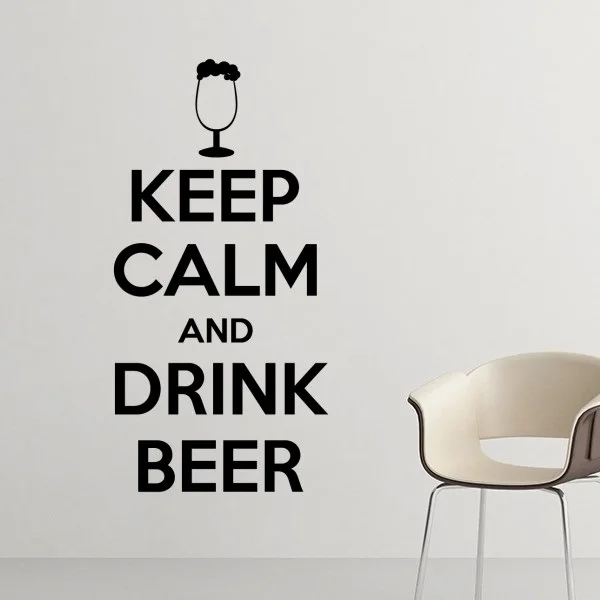 

Quote Keep Calm And Drink Beer Black Cup Funny Illustration Pattern Silhouette Removable Wall Sticker Art Decals Mural DIY Wallp