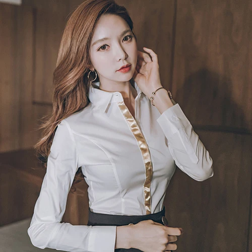 Women new fashion turndown collar OL style slim blouse golden color splicing ladies elegant white blouse free shipping
Women new fashion turndown collar OL style slim blouse golden color splicing ladies elegant white blouse free shipping