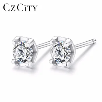 

CZCITY Classic Dream 1 Carat Sterling Silver Stud Earrings High Quality Sparkling Cubic Zirconia S925 Earrings Fine Jewelry Gift