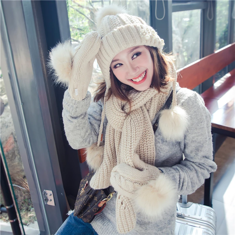 knitting hat scarf glove 3 pcs girl with faux fur pom ball 2 pieces set women beanie winter pink with earflap beads earmuffs
knitting hat scarf glove 3 pcs girl with faux fur pom ball 2 pieces set women beanie winter pink with earflap beads earmuffs