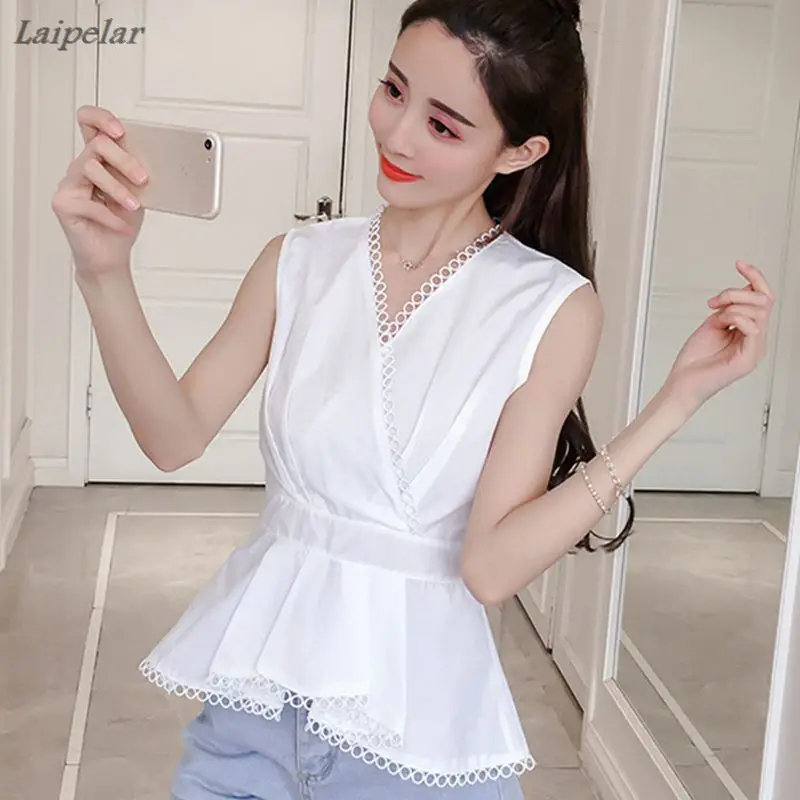 Women Striped Casual Tops And Blouses 2018 Elegant Sleeveless Lace Chiffon Shirt New Summer Fashion White Blouse Vintage Blusas
Women Striped Casual Tops And Blouses 2018 Elegant Sleeveless Lace Chiffon Shirt New Summer Fashion White Blouse Vintage Blusas