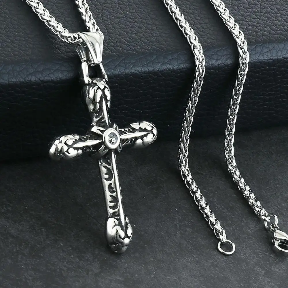 Stylish Cross Pendant Chain Necklaces Vintage Pattern Stainless Steel Body Necklace Jewelry for Men Father Christmas Gifts NC191
Stylish Cross Pendant Chain Necklaces Vintage Pattern Stainless Steel Body Necklace Jewelry for Men Father Christmas Gifts NC191