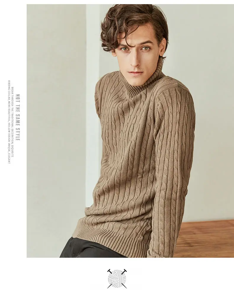 5Colors Turtleneck Sweater Men Pullovers Winter Thick knit Male Sweater Jumpers Cotton Man knitwear Autumn 2019 New Fashion 3XL 5