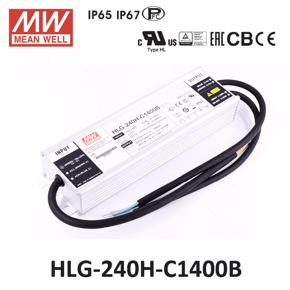 Original Meanwell HLG-240H-C1400B LED driver PFC IP67 constant current 1400mA 89~179V 250W dimmer waterproof led power supply
Original Meanwell HLG-240H-C1400B LED driver PFC IP67 constant current 1400mA 89~179V 250W dimmer waterproof led power supply