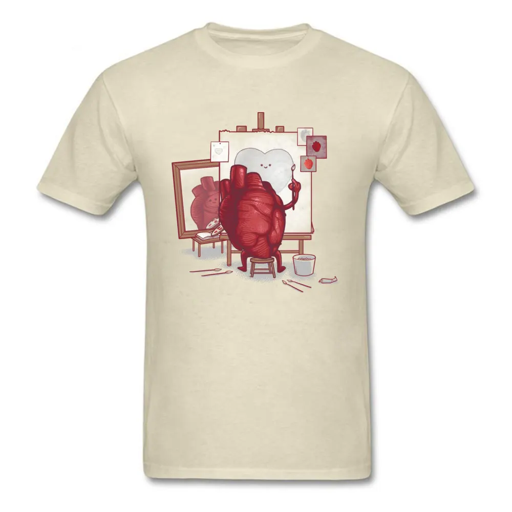 Men T-Shirt Self portrait Design Tops & Tees All Cotton Round Collar Short Sleeve Casual T-Shirt VALENTINE DAY Self portrait beige