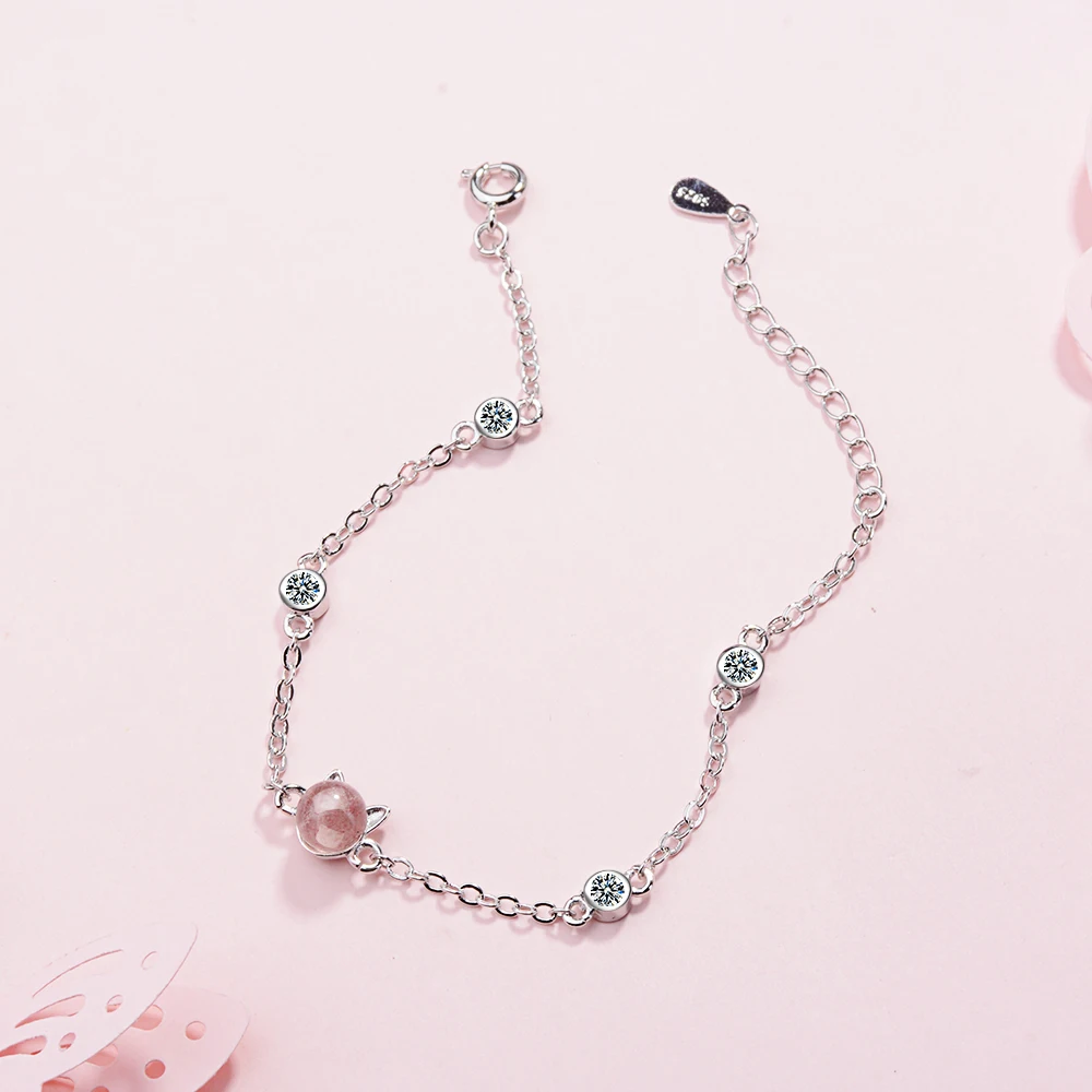 anenjery Cute 925 Sterling Silver Natural Strawberry Crystal Zircon Cat Animal Bracelet For Women Girl Good Friend Girl S-B187
anenjery Cute 925 Sterling Silver Natural Strawberry Crystal Zircon Cat Animal Bracelet For Women Girl Good Friend Girl S-B187