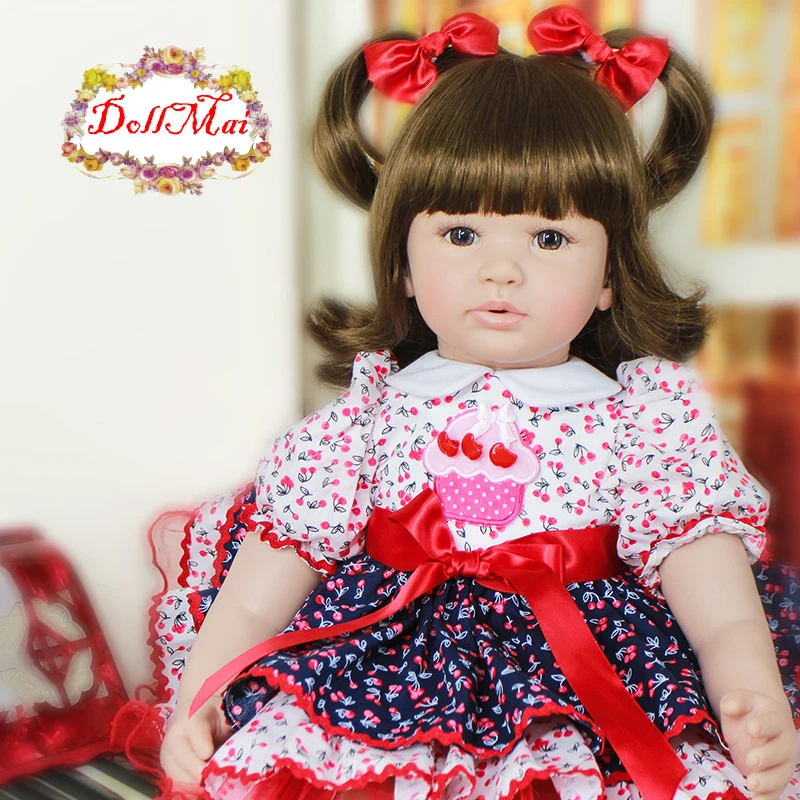 

60CM NPK Baby Doll With long hair soft Silicone Vinyl Adorable Lifelike Toddler Baby Bonecas Girl Kid bebes Reborn Dolls NPK