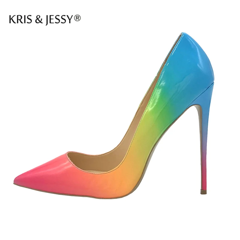 

Size 33-44 Sweet Rainbow Color Elegant Shallow Ladies High Heels Women Dress Party Shoes