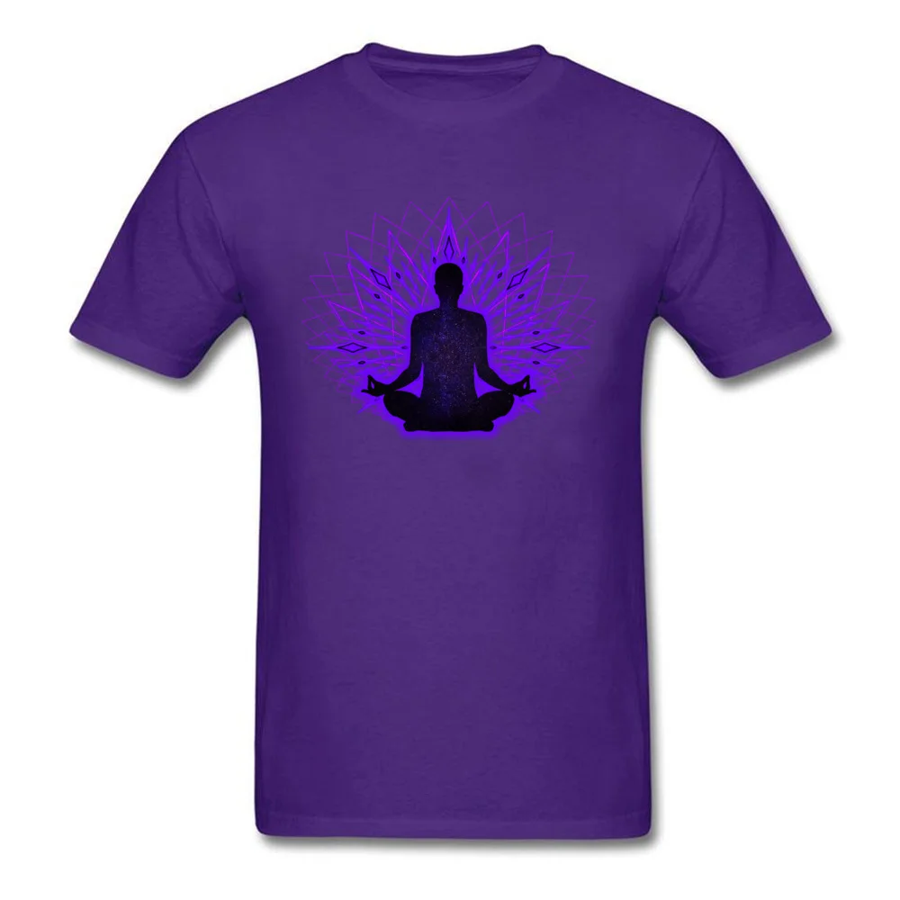 Customized T-Shirt Faddish Short Sleeve Party Pure Cotton O Neck Men Tops T Shirt Printed On Sweatshirts Summer/Fall Meditation Lotus The Universe Inside purple