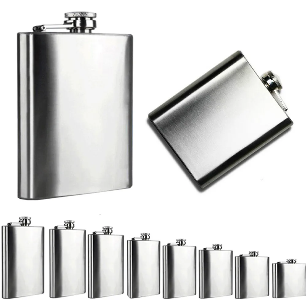 

Portable Stainless Steel 5 sizes Pocket Hip Flask Alcohol Whiskey Liquor Screw Cap + Funnel Portable Flagon Bottle Hip Flask L*5