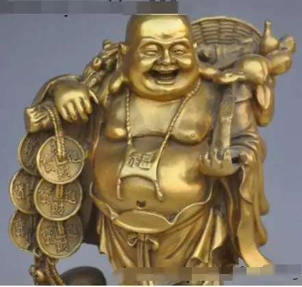 S0742 9" chinese buddhism bronze wealth money coin ruyi happy Maitreya Buddha statue
S0742 9" chinese buddhism bronze wealth money coin ruyi happy Maitreya Buddha statue