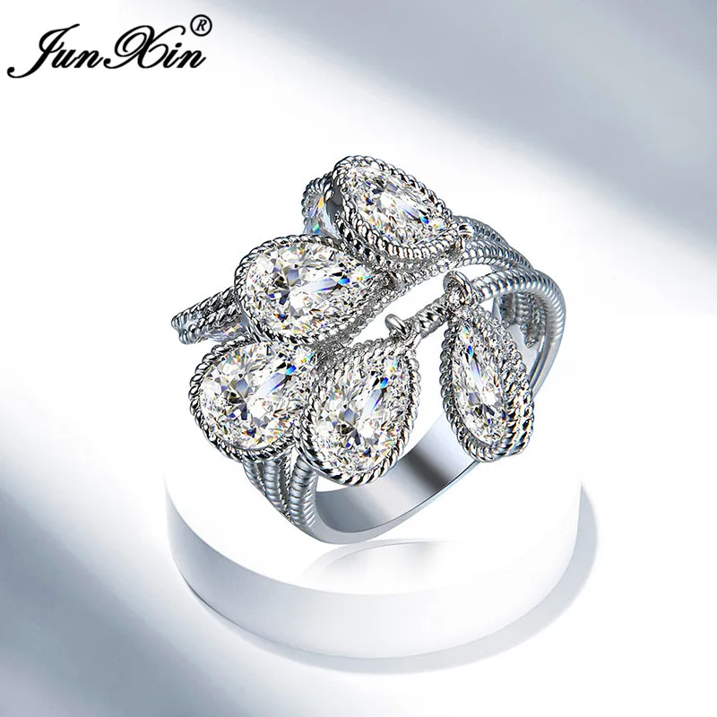 JUNXIN Unique Women Ladies White Water Dorp Ring Female AAA Zircon Stone Ring Promise Engagement Rings For Lover Wedding Bands
JUNXIN Unique Women Ladies White Water Dorp Ring Female AAA Zircon Stone Ring Promise Engagement Rings For Lover Wedding Bands