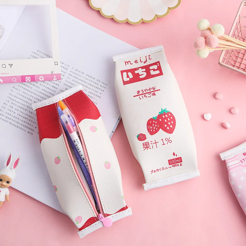 BECODE Japanese School Supplies Red Strawberry Milk Pencil Case Large Capacity Storage box white pencil Bag Student Stationery
BECODE Japanese School Supplies Red Strawberry Milk Pencil Case Large Capacity Storage box white pencil Bag Student Stationery