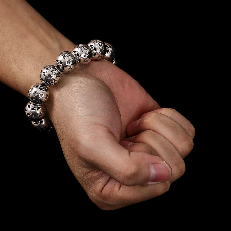 S925 sterling silver retro Thai silver old character wild versatile Buddhist prayer beads men's silver bracelet
S925 sterling silver retro Thai silver old character wild versatile Buddhist prayer beads men's silver bracelet
