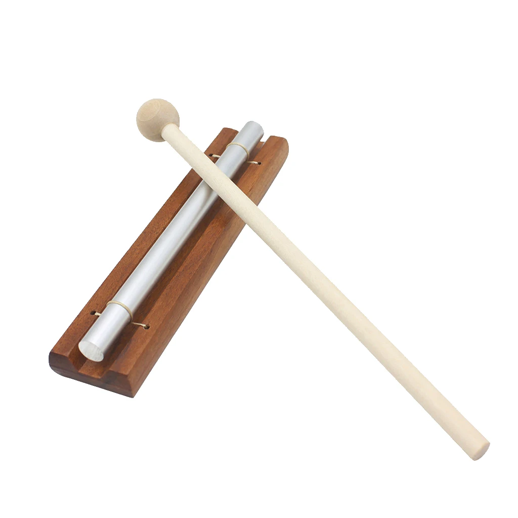 Brand New & High Quality Solo Chime on Wooden Base w/ Mallet Single Rod for Yoga Meditation Energy