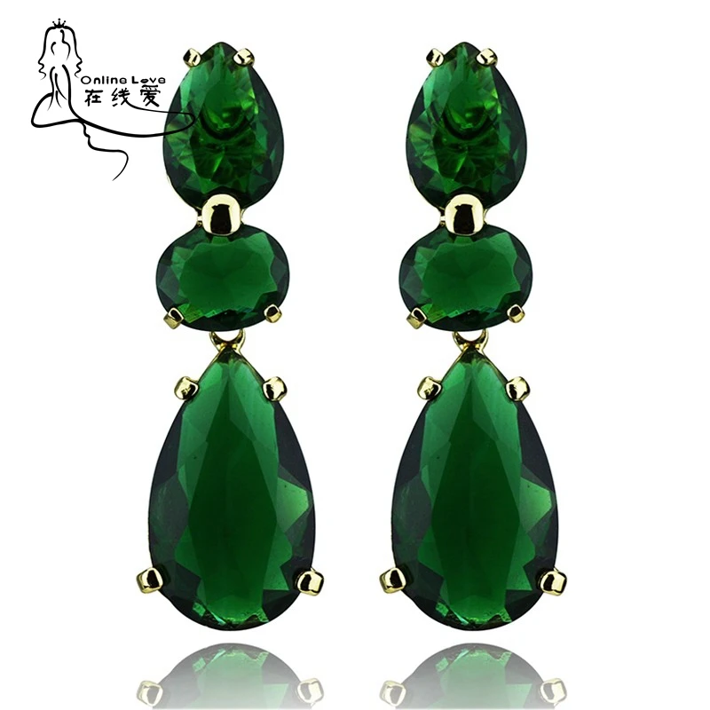 New Arrival Elegant Green Crystal Earrings Yellow Metal Fashion Jewelry for Women Bijoux Hot Sale Wedding Earrings GE006
New Arrival Elegant Green Crystal Earrings Yellow Metal Fashion Jewelry for Women Bijoux Hot Sale Wedding Earrings GE006