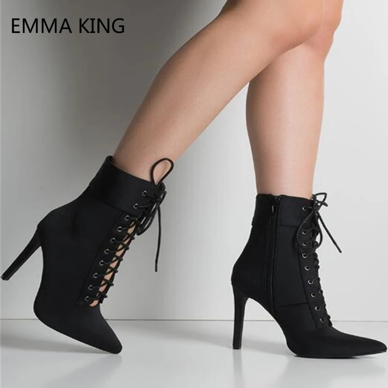 Spring New Lace-up Ankle Boots For Women Pointed Toe Zipper Sexy Stiletto High Heels Female Cross-tied Ladies Party Casual Shoes
Spring New Lace-up Ankle Boots For Women Pointed Toe Zipper Sexy Stiletto High Heels Female Cross-tied Ladies Party Casual Shoes