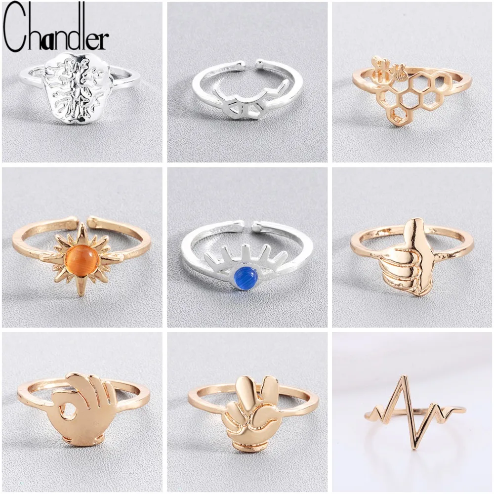 Chandler Simple Small Alloy Zinc Ring For Women Gesture Bee Honeycomb Lightening Heartbeat Chemistry Rings Set Bague Anel Gift
Chandler Simple Small Alloy Zinc Ring For Women Gesture Bee Honeycomb Lightening Heartbeat Chemistry Rings Set Bague Anel Gift