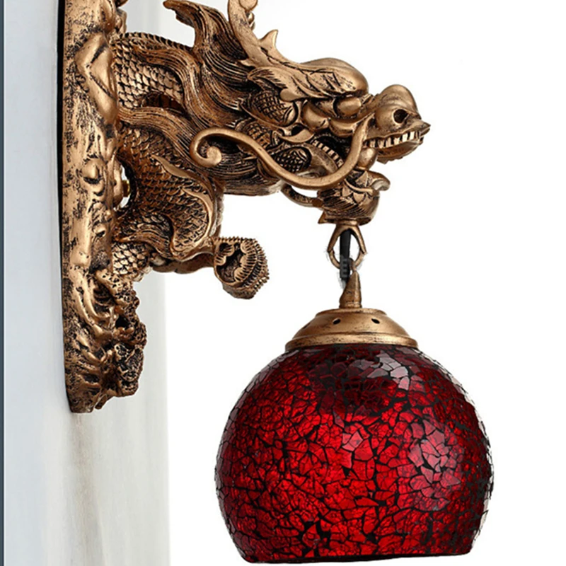 Vintage China Style Resin Dragon Wall Lamp Luxury Lighting E27 Glass Lampshade Home Ming
Vintage China Style Resin Dragon Wall Lamp Luxury Lighting E27 Glass Lampshade Home Ming