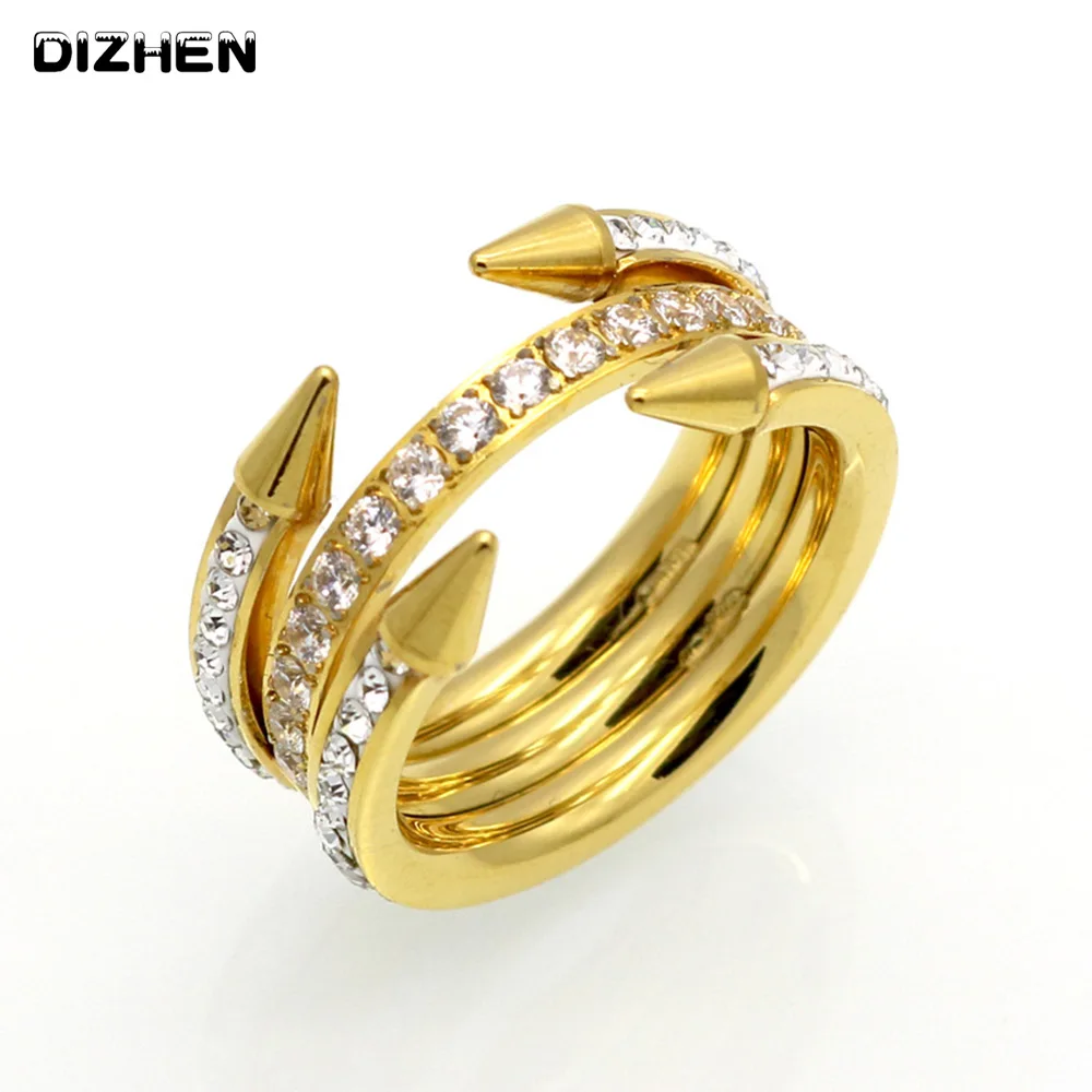 Trendy Crystal Double Arrow 3 Layer Trendy Women Rings Stainless Steel Conical Awl Row Crystal Brand Love Cone Nail Ring R17083
Trendy Crystal Double Arrow 3 Layer Trendy Women Rings Stainless Steel Conical Awl Row Crystal Brand Love Cone Nail Ring R17083