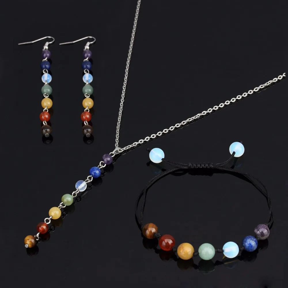 7 Chakra Stone Beads Natural Lemon Purple Bead Jewelry Sets Natural Stone Pendant Necklace Hoop Earrings Bracelet For Women
7 Chakra Stone Beads Natural Lemon Purple Bead Jewelry Sets Natural Stone Pendant Necklace Hoop Earrings Bracelet For Women