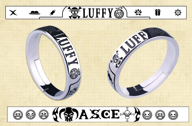 Hot Anime One Piece Monkey D Luffy Death Trafalgar Law Ace 925 Sterling Silver Ring Cosplay Gift S925 Props Hot Anime One Piece Monkey D Luffy Death Trafalgar Law Ace 925 Sterling Silver Ring Cosplay Gift S925 Props