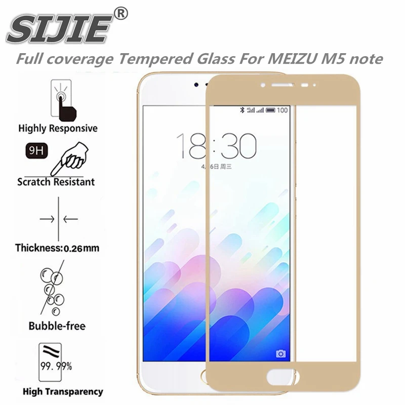 SIJIE полное покрытие закаленное стекло для MEIZU M5 note 0 26 мм защита экрана Передняя 9H