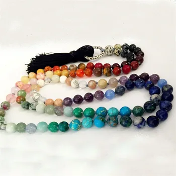 Energy Natural 8mm Rainbow Stone Women's 108 Beads Necklace 7 Chakra Tassel Mala Hand Knotted Balancing Crystal Yoga Necklace
Energy Natural 8mm Rainbow Stone Women's 108 Beads Necklace 7 Chakra Tassel Mala Hand Knotted Balancing Crystal Yoga Necklace
