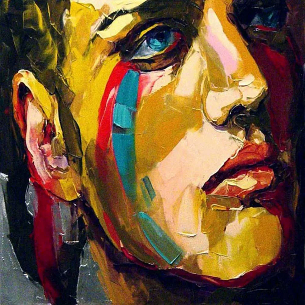 

China Artist 100%Handmade High Quality Abstract Portrait Oil Painting On Canvas Hand-painted Handsome Man Portrait Pictures
