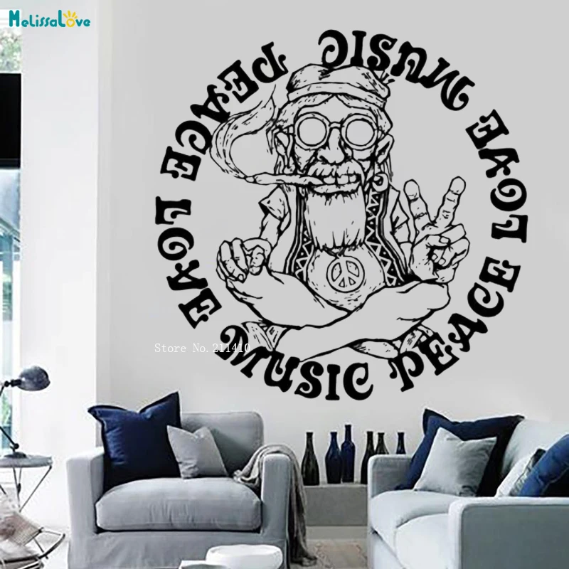 Hippie Peace Love Music Weed Wall Vinyl Decal Mural Art Living Room Home Decor Living Room Removable Art New Design YT1372
Hippie Peace Love Music Weed Wall Vinyl Decal Mural Art Living Room Home Decor Living Room Removable Art New Design YT1372